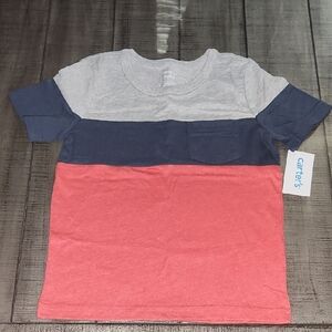 NWT Carter's Kids Tri-Tone Tee - Navy, Gray, Red